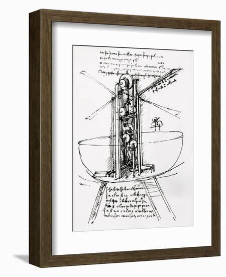 Drawing of a Manually Driven Flying Machine by Leonardo da Vinci-Bettmann-Framed Giclee Print