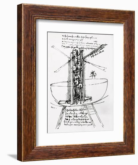 Drawing of a Manually Driven Flying Machine by Leonardo da Vinci-Bettmann-Framed Giclee Print