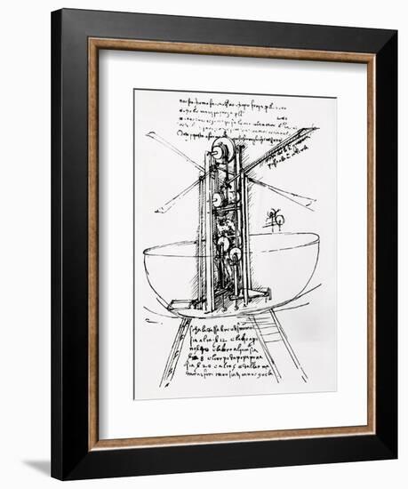 Drawing of a Manually Driven Flying Machine by Leonardo da Vinci-Bettmann-Framed Giclee Print