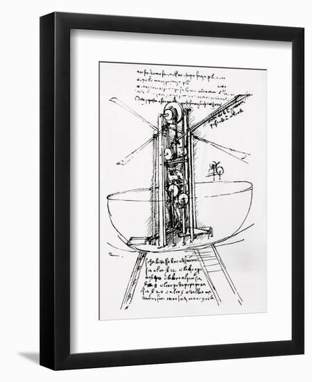 Drawing of a Manually Driven Flying Machine by Leonardo da Vinci-Bettmann-Framed Giclee Print