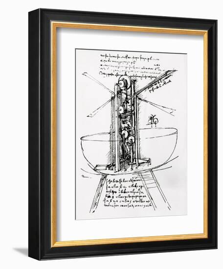 Drawing of a Manually Driven Flying Machine by Leonardo da Vinci-Bettmann-Framed Giclee Print