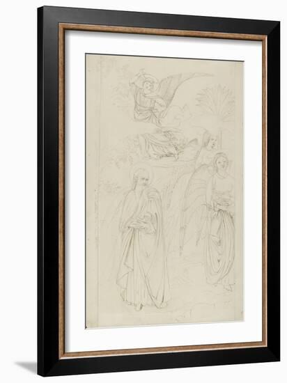 Drawing of Abraham Parting from the Angels from Benozzo Gozzoli's Story of Abraham and Hagar in the-John Ruskin-Framed Giclee Print