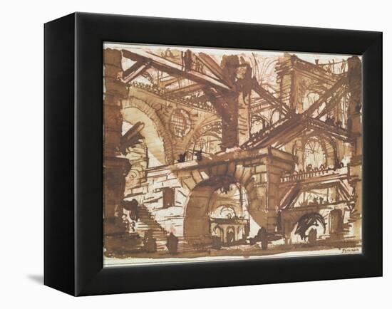 Drawing of an Imaginary Prison-Giovanni Battista Piranesi-Framed Premier Image Canvas