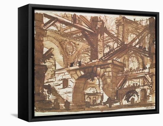 Drawing of an Imaginary Prison-Giovanni Battista Piranesi-Framed Premier Image Canvas