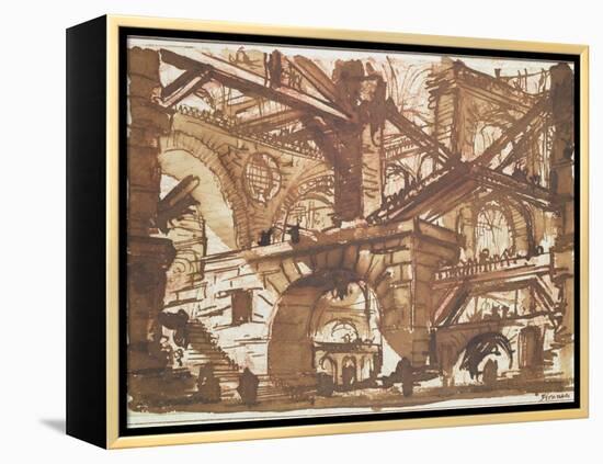 Drawing of an Imaginary Prison-Giovanni Battista Piranesi-Framed Premier Image Canvas