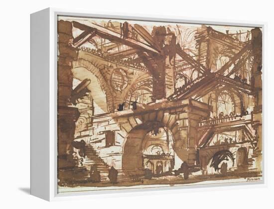 Drawing of an Imaginary Prison-Giovanni Battista Piranesi-Framed Premier Image Canvas