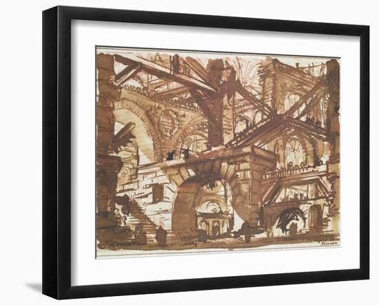 Drawing of an Imaginary Prison-Giovanni Battista Piranesi-Framed Giclee Print