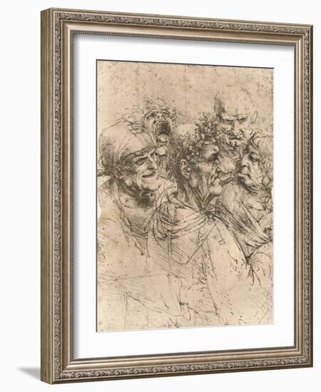 Drawing of caricatures, c1472-c1519 (1883)-Leonardo Da Vinci-Framed Giclee Print