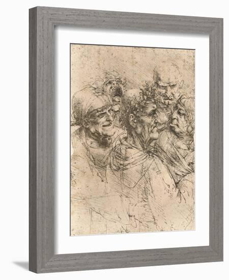 Drawing of caricatures, c1472-c1519 (1883)-Leonardo Da Vinci-Framed Giclee Print