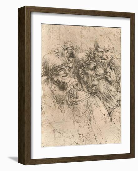 Drawing of caricatures, c1472-c1519 (1883)-Leonardo Da Vinci-Framed Giclee Print