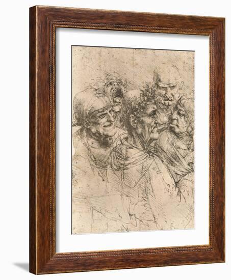 Drawing of caricatures, c1472-c1519 (1883)-Leonardo Da Vinci-Framed Giclee Print