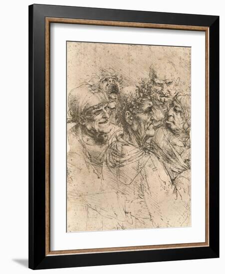 Drawing of caricatures, c1472-c1519 (1883)-Leonardo Da Vinci-Framed Giclee Print