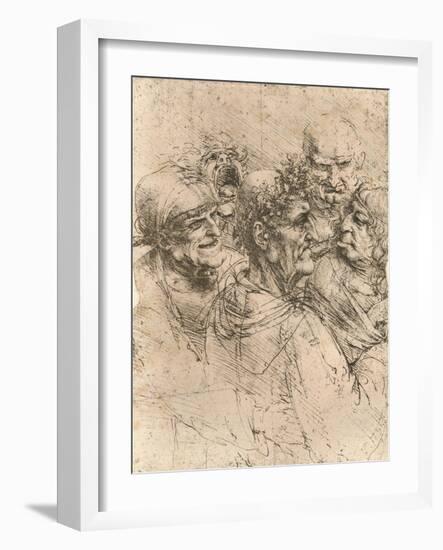 Drawing of caricatures, c1472-c1519 (1883)-Leonardo Da Vinci-Framed Giclee Print