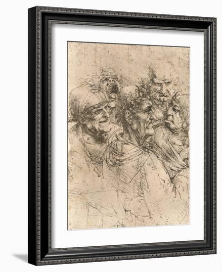 Drawing of caricatures, c1472-c1519 (1883)-Leonardo Da Vinci-Framed Giclee Print