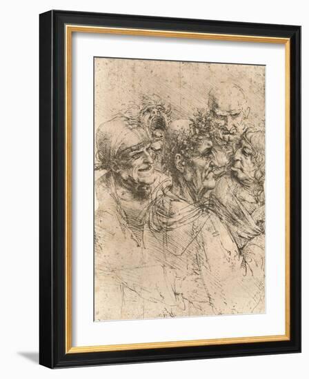 Drawing of caricatures, c1472-c1519 (1883)-Leonardo Da Vinci-Framed Giclee Print