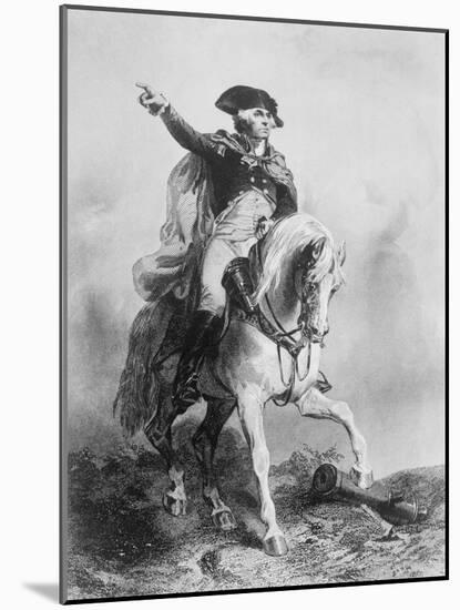 Drawing of George Washington on a Horse-null-Mounted Giclee Print