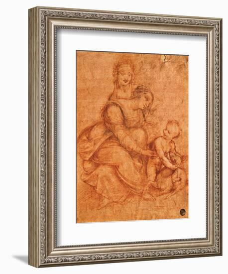 Drawing of Madonna and Child with St. Anne-Cesare da Sesto-Framed Art Print