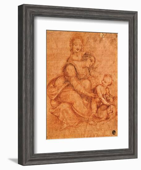 Drawing of Madonna and Child with St. Anne-Cesare da Sesto-Framed Art Print