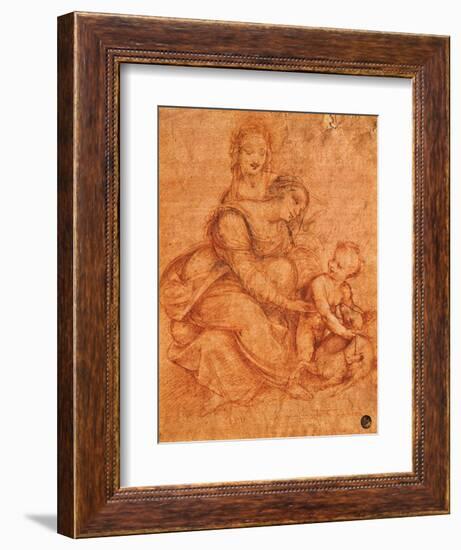 Drawing of Madonna and Child with St. Anne-Cesare da Sesto-Framed Art Print