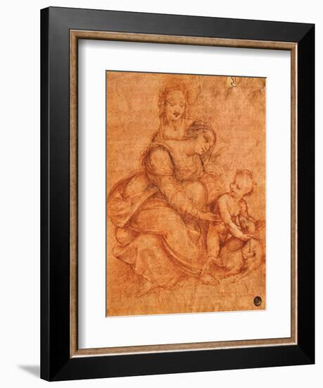 Drawing of Madonna and Child with St. Anne-Cesare da Sesto-Framed Art Print