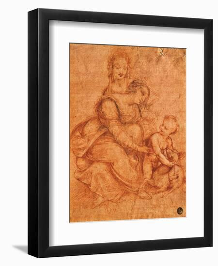 Drawing of Madonna and Child with St. Anne-Cesare da Sesto-Framed Art Print