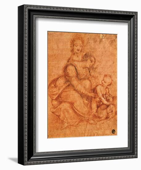 Drawing of Madonna and Child with St. Anne-Cesare da Sesto-Framed Art Print