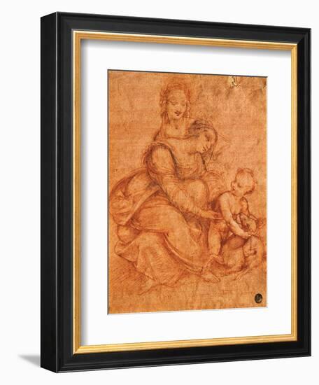 Drawing of Madonna and Child with St. Anne-Cesare da Sesto-Framed Art Print