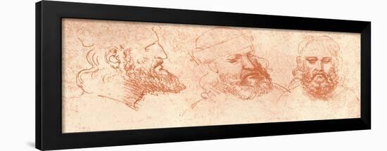 Drawing of Oriental Heads, in Red Chalk, C1472-C1519 (1883)-Leonardo da Vinci-Framed Giclee Print