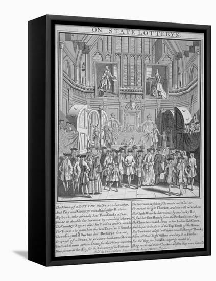 Drawing of the State Lottery in the Guildhall, City of London, 1739-null-Framed Premier Image Canvas