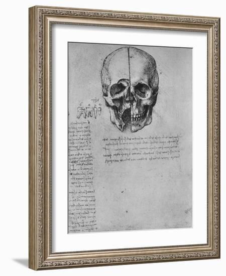 'Drawing of Two Halves of a Skull', c1480 (1945)-Leonardo Da Vinci-Framed Giclee Print