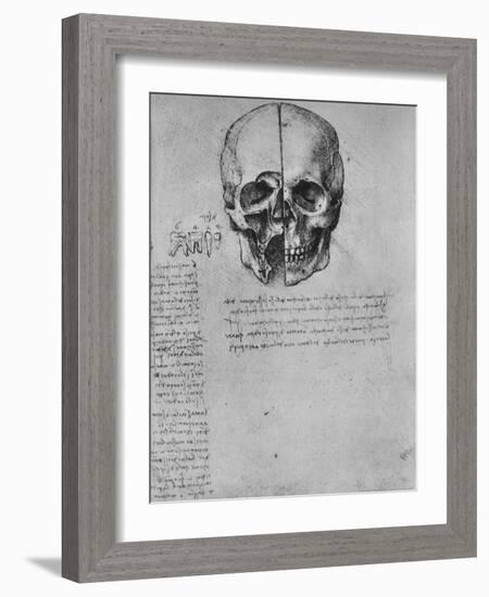 'Drawing of Two Halves of a Skull', c1480 (1945)-Leonardo Da Vinci-Framed Giclee Print