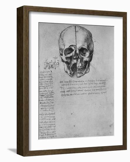 'Drawing of Two Halves of a Skull', c1480 (1945)-Leonardo Da Vinci-Framed Giclee Print