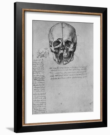 'Drawing of Two Halves of a Skull', c1480 (1945)-Leonardo Da Vinci-Framed Giclee Print