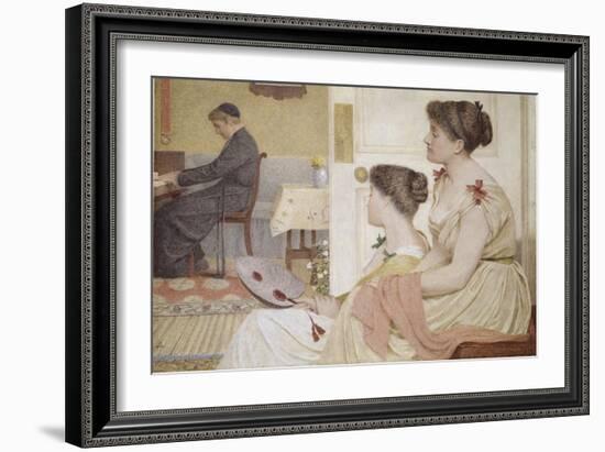 Drawing Room Scene with a Young Priest at the Piano-Thomas Armstrong-Framed Giclee Print