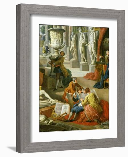 Drawing Students Copying Antiquities, from Gallery of Views of Ancient Rome, 1758-Giovanni Paolo Pannini-Framed Giclee Print