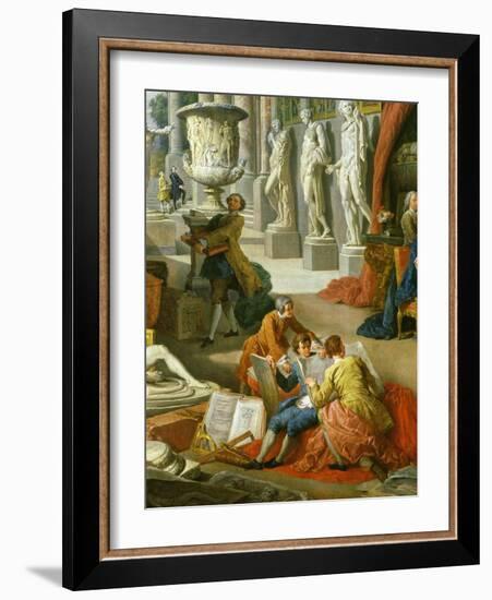 Drawing Students Copying Antiquities, from Gallery of Views of Ancient Rome, 1758-Giovanni Paolo Pannini-Framed Giclee Print