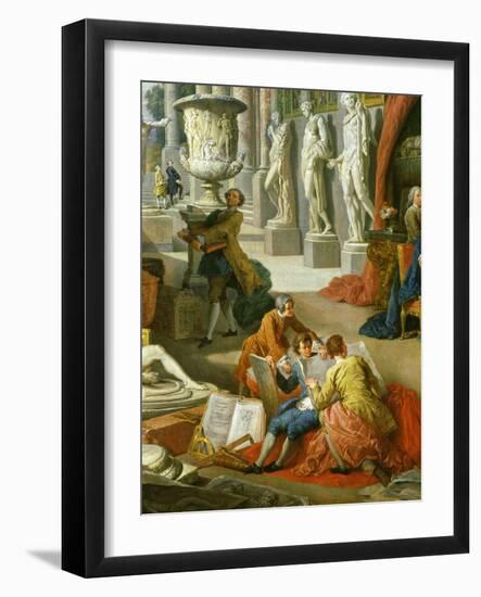 Drawing Students Copying Antiquities, from Gallery of Views of Ancient Rome, 1758-Giovanni Paolo Pannini-Framed Giclee Print