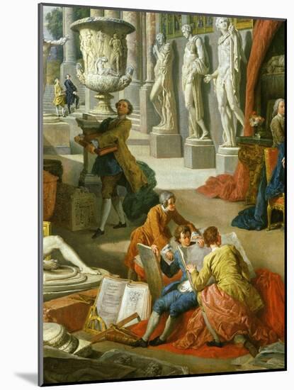Drawing Students Copying Antiquities, from Gallery of Views of Ancient Rome, 1758-Giovanni Paolo Pannini-Mounted Giclee Print