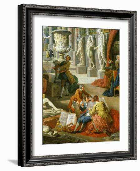 Drawing Students Copying Antiquities, from Gallery of Views of Ancient Rome, 1758-Giovanni Paolo Pannini-Framed Giclee Print