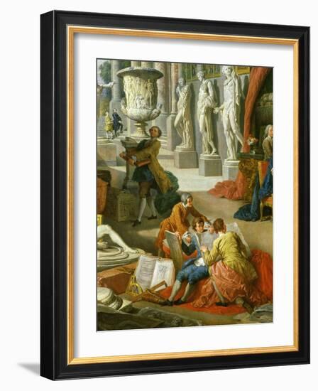 Drawing Students Copying Antiquities, from Gallery of Views of Ancient Rome, 1758-Giovanni Paolo Pannini-Framed Giclee Print