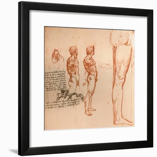 Drawings showing the movements of the human figure and warriors fighting, c1472-c1519 (1883)-Leonardo Da Vinci-Framed Giclee Print