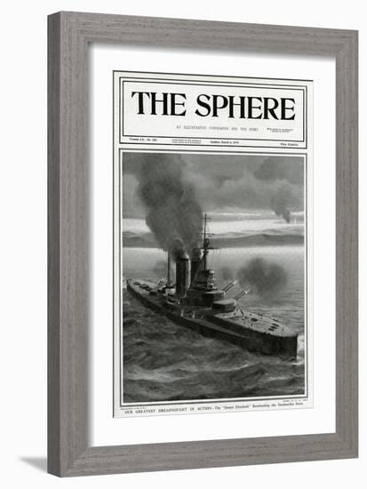 Dreadnought Queen Elizabeth in Action-G.h. Davis-Framed Art Print