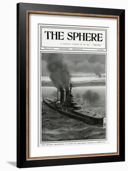 Dreadnought Queen Elizabeth in Action-G.h. Davis-Framed Art Print