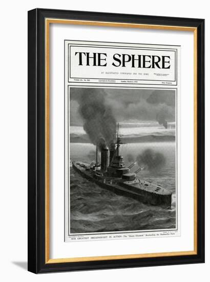 Dreadnought Queen Elizabeth in Action-G.h. Davis-Framed Art Print