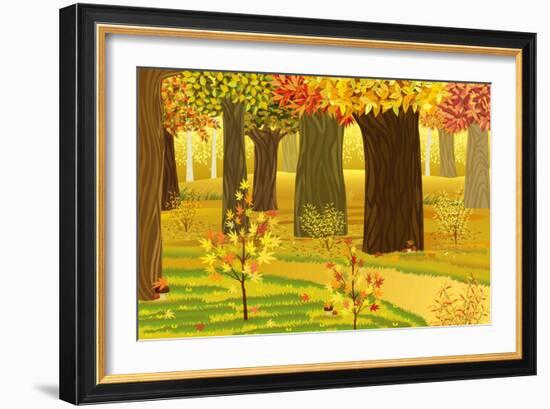 Dream Autumn Forest-Milovelen-Framed Art Print