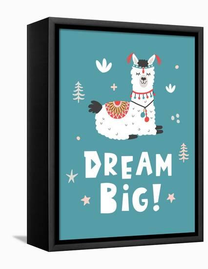 Dream Big, Llama!-Artrise-Framed Stretched Canvas