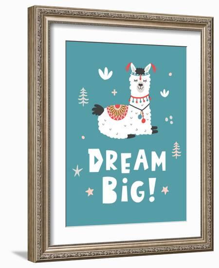 Dream Big, Llama!-Artrise-Framed Art Print