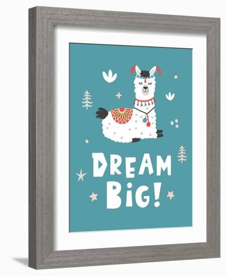 Dream Big, Llama!-Artrise-Framed Art Print