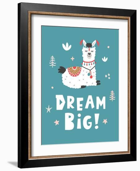 Dream Big, Llama!-Artrise-Framed Art Print