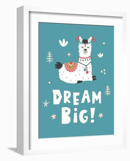 Dream Big, Llama!-Artrise-Framed Art Print